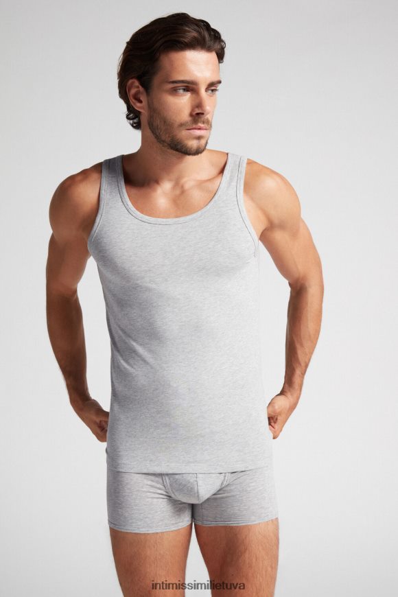 vyrų šviesiai pilkas melanžas liemenė be rankovių su apvaliu kaklu Intimissimi drabužiai 248BPB274